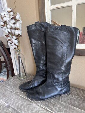 Frye Paige Tall Riding Boots Knee High Classic Design Size 11 B Black Leather